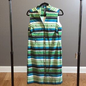 8 Isabella DeMarco green turquoise striped dress